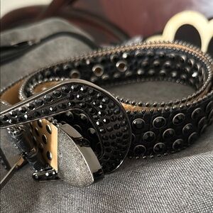 Black gem Studded Leather Belt